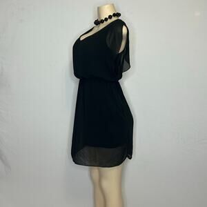 New Collection Black Chiffon Overlay Dress Keyhole Back